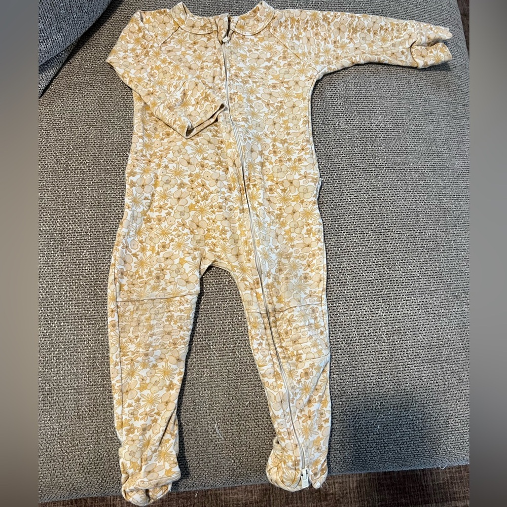 Kids Floral Footed Pajamas - Yellow